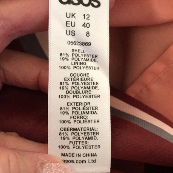 ASOS Pink, Dark Mauve, White & Grey Striped Ruffle Dress - Picture 7 of 12